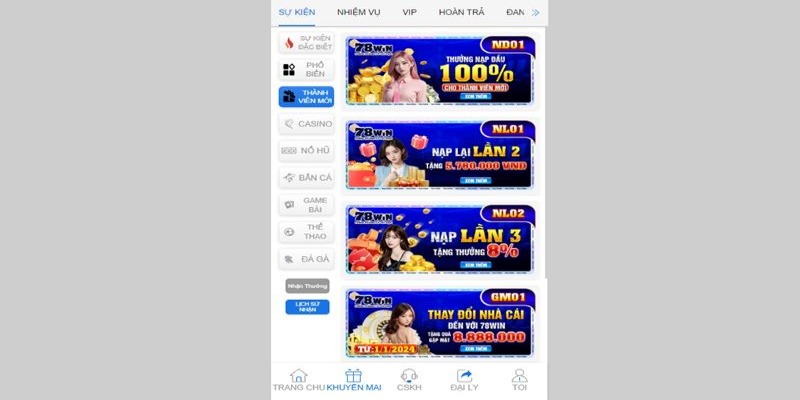 Cược thủ dễ dàng lấy thưởng từ gói quà tặng cho thành viên mới